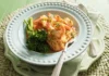 Noodles with shrimp in a pink sauce