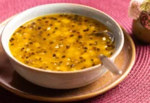 Syrup made from mango and passion fruit