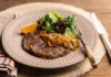 Steak prepared in the style of baseball