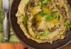Pea puree and cumin-spiced lentils