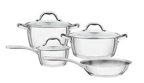 Jogo de panelas de inox com tampa de vidro, Tramontina